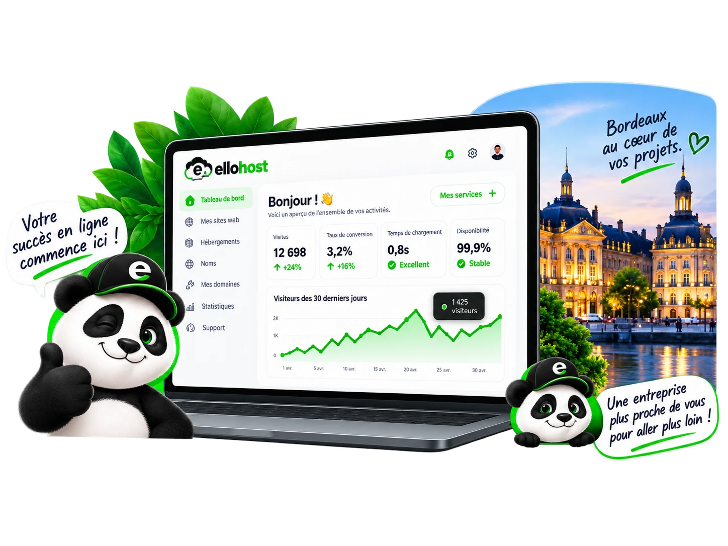 Création de site web, hébergement, SEO et solutions IA par Ellohost - Image de présentation